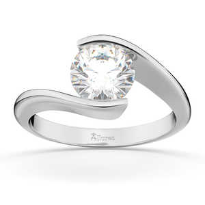 Anillo de Compromiso Solitario de Oro Blanco de 18K con Diamante en Espiral, Joyería Elegante para Boda - Product Image 4