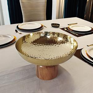 Bol décoratif contemporain élégant en métal et en bois Pièce maîtresse parfaite pour la salle à manger, la cuisine et la décoration intérieure - Product Image 6