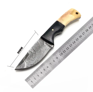 Cuchillo de acero de Damasco hecho a mano, cuchilla fija personalizable para llevar y cazar todos los días con soporte OEM - Product Image 3