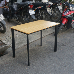 BFOB001-100x60cm Foldable Bamboo Oval <b>Desk</b> with Assembled Iron Legs <b>Computer</b> Table for Home Office - Product Image 3