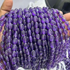 Collar de cuentas ovaladas de amatista natural Jaap Mala de 66 cm para cadena de piedra de amatista unisex - Product Image 2