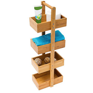 Étagère de rangement pour douche de salle de bain - Type sur pied en bambou Porte-serviettes moderne - Product Image 1