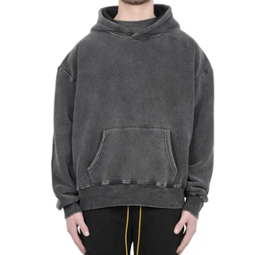 Sweat à capuche en coton français 100% de haute qualité 'High Street Series' Vintage Stone Washed Embossed Design XS - Product Image 1