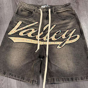 Shorts Vaqueros de Mezclilla con Diamantes Incrustados, Estilo Hip-Hop, Transpirables - Product Image 6