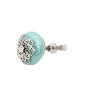 Venta caliente Industrial marroquí plata filigrana Aqua perillas de cerámica elegante cajón gabinete manija Tiradores para dormitorio Cocina - Product Image 2