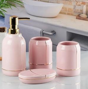 Ensemble moderne tendance de quatre pièces Articles de décoration de salle de bain en céramique solide fabriqués à la main de haute qualité et à chaud - Product Image 2