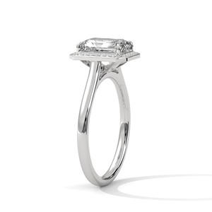 Anillo Solitario con Halo de Moissanita Corte Esmeralda de 2.0ct, Plata de Ley 925, Anillo de Compromiso - Product Image 4