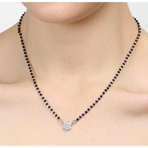 Compra un Mangalsutra de Plata Pura Chapado en Oro con Cuentas, Diseño Floral, Étnico, Religioso, con Diamantes en Forma de Pera, Regalo de Boda para Esposa - Product Image 6