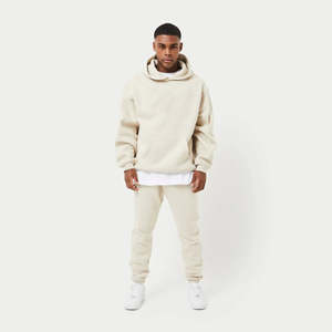 80% Algodón 20% poliéster Sudadera con capucha de gran tamaño para hombres hombro caído pulóver escote cruzado acanalado dobladillo logotipo personalizado ODM para invierno - Product Image 2