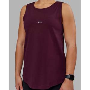 เสื้อกล้ามทรงยาว Go-To FLXCotton สีเชอร์รี่แลคเกอร์-ไวท์ ระบายอากาศได้ดี - Product Image 5