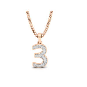 จี้ทองคำแท้หมายเลข 3 ประดับเพชรแท้ 0.12 กะรัต รวม 18 เม็ด ความบริสุทธิ์ 14K/18K จี้เพชรและชาร์มสุดหรู - Product Image 4