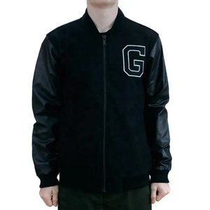 Veste universitaire en laine de qualité supérieure pour hommes, manteau brodé de style bombardier de baseball, vêtements d'extérieur coupe-vent en polyester à pression sur le devant - Product Image 6