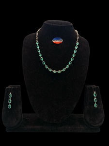 Mode élégant Vintage goutte d'eau diamant en acier inoxydable étincelant bijoux collier boucle d'oreille ensemble pour les femmes fête de mariage - Product Image 2