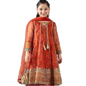 Lehenga Choli Formal Estilo Pakistaní para Niñas, con Corsé Elegante y Falda con Vuelo en Capas, Tela Acrílica, Ideal para Fiestas, Bodas y Eid - Product Image 1