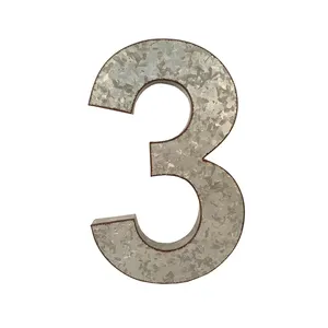 Metal galvanizado numérico 3 de alta venda, metal galvanizado decorativo feito à mão na Índia, número 3 (três), para venda pelo menor preço