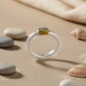 925 <b>Silver</b> Blue Topaz Statement <b>Ring</b> for Women Rhodium Plated Oval Cut Fine Jewelry Gift for <b>Men</b> - Product Image 2