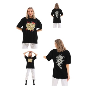 T-shirt Streetwear Oversize Brodé Imprimé Logo Diamants Tricoté Coton Lourd Respirant Grande Taille ODM OEM - Product Image 3