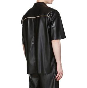 เสื้อยืดแจ็กเก็ตหนัง PU แบบมีซิปสำหรับผู้ชายปักลายแบบไม่เครียด - Product Image 4