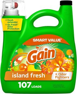Lessive liquide Gain + Aroma Boost, parfum Island Fresh, 107 lavages, 154 fl oz, compatible HE - Product Image 1