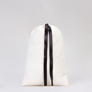 Organic Cotton Fabric Pouch Bag Black Ribbon 8x12 Inches <b>Envelope</b> Sealing Handle Screen for Clothing Packaging Dust Storage - Product Image 1