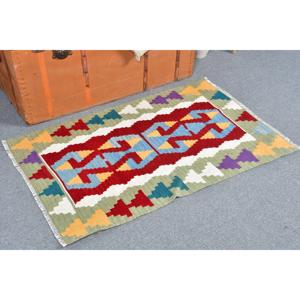 Alfombra Turca de 2.4x3.7 pies, Alfombra de Lana Vintage Roja Ombré - Product Image 3