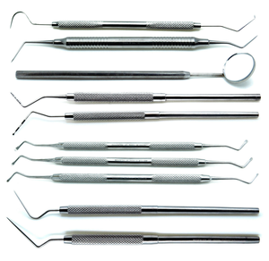 ชุดอุปกรณ์ตรวจฟันและทำความสะอาดฟัน 10 ชิ้น ทำจากสแตนเลส ประกอบด้วย หัวตรวจแบบแมนนวล ที่แคะฟัน กระจกตรวจฟัน อุปกรณ์สำหรับงานทันตกรรม - Product Image 4