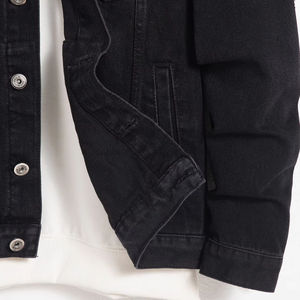 Chaqueta vaquera para hombre-Chaqueta regular negra, moda callejera con rasgaduras, adecuada para salidas informales diarias, ropa suelta rasgada - Product Image 3