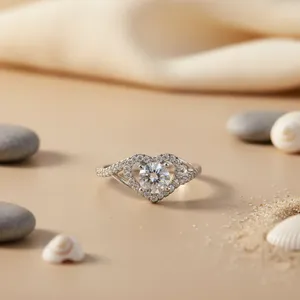 Bague en argent 925 pour femme avec zircone cubique, plaquée or rose réglable, incrustation en acier inoxydable, style hip-hop tendance - Product Image 1