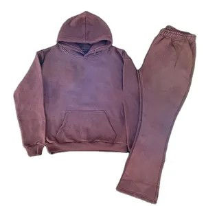 Nouveauté 2025 Survêtement surdimensionné personnalisé de couleur unie pour hommes Logo personnalisé Sweat-shirt à capuche - Product Image 4