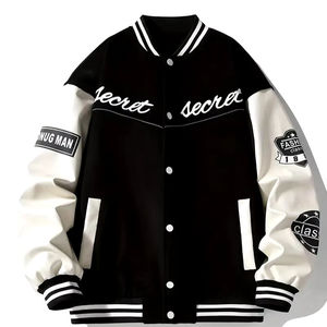 แจ็คเก็ตวาร์ซิตี้ฤดูหนาวขายดีสำหรับผู้ชาย สไตล์เท่ห์แบบกำหนดเอง แจ็คเก็ตเบสบอลบอมเบอร์ผ้าฟลีซ - Product Image 1