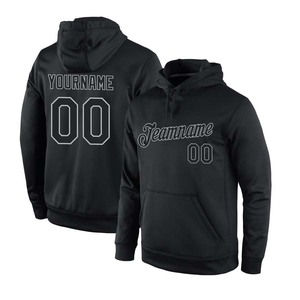 Directement de l'industrie Sweat-shirt à capuche cousu sur mesure noir noir-gris Sports Pullover - Product Image 1