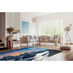 Alfombra Estampada Tre Cime di Lavaredo - Diseño de Paisaje Italiano, Alfombra de Terciopelo de Lujo - Product Image 2