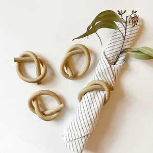 New Korean PU Leather Napkin Ring Hotel Tabletop Napkin Ring High Quality Customisable Nordic Handcrafted Acacia Wood Napkin - Product Image 1