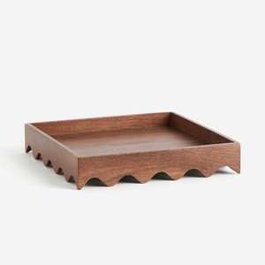 Juego de 2 utensilios de cocina de metal de lujo que sirven bandeja de material de madera con diseño de grabado bandeja para servir alimentos - Product Image 2