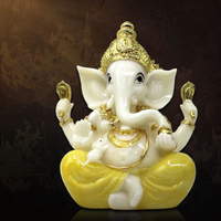 Statue de Ganesha en résine, figurine du dieu éléphant en imitation jade peinte or, décoration d'autel à domicile, cadeau religieux