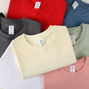 Logotipo personalizado serigrafiado camiseta Unisex venta al por mayor 100% algodón camiseta Unisex personalizado en blanco gota hombro liso camiseta de gran tamaño - Product Image 1