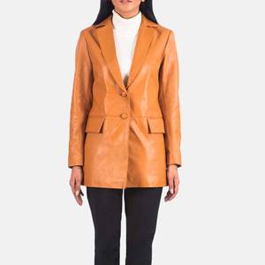 เสื้อโค้ทหนังสำหรับผู้หญิงเสื้อโค้ทหนังวินเทจกันลมระบายอากาศได้โลโก้ตามต้องการ - Product Image 2