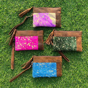 Nueva bolsa de cuero de piel metálica hecha a mano Real, muñequeras pequeñas, Real carteras de cuero, embragues con borlas de cuero, carteras elegantes para mujer - Product Image 4