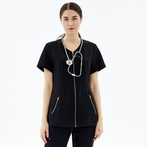 Uniformes de manga corta con diseño de moda, conjunto de uniformes médicos con cuello en V, camisetas y pantalones médicos elásticos suaves, uniformes para mujer - Product Image 1