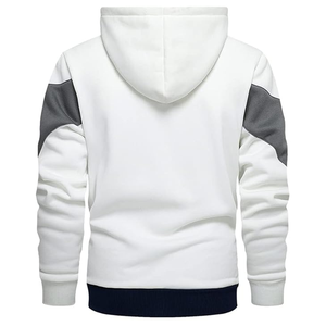 Sweat-shirt coupe ajustée pour hommes automne couleur bloc 100% Polyester poche kangourou à capuche manches longues fermeture éclair impression numérique polaire - Product Image 2