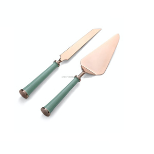 Juego de cubiertos de diseño de Metal para pastel, juego de utensilios para cortar tartas con diseño de acabado pintado - Product Image 4