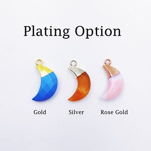 Pierre naturelle cornaline taille 18x6mm pendentif en forme de croissant électroplaqué or pendentif en pierre précieuse électroplaqué pendentif croissant - Product Image 6