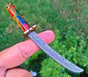 Handmade Custom Mini Damascus Steel Chef Knife High Quality Forged Stainless Steel with Resin <b>Sheet</b> Handle - Product Image 4