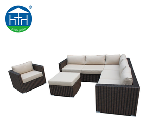 हॉट सेलिंग एल आकार के कोने रतन विकर गार्डन सोफे सेट सेशनल आंगन लक्जरी अवकाश उद्यान सोफा - Product Image 3