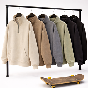 Sweat-shirt à fermeture éclair de haute qualité, personnalisé, unisexe, imprimé, col montant, en coton, à fermeture éclair, pour homme - Product Image 3