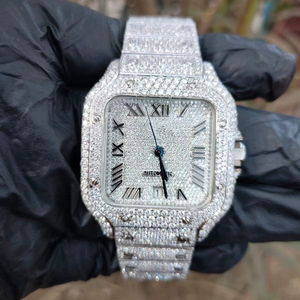 Reloj de Cuarzo Cuadrado de Lujo para Hombre con Gemas de Moissanita, Diseño Elegante y Prestigioso, Accesorios de Lujo de Primera Calidad - Product Image 1