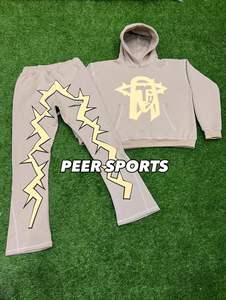 Conjunto de sudadera y pantalones de chándal de diseño personalizado de gran venta, chándal de alta calidad, pantalones de chándal acampanados de peso pesado y conjuntos de Sudadera con capucha - Product Image 3