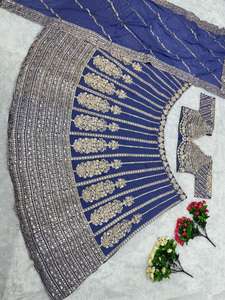 Recién llegado Georgette adornado con hermoso brillo Faux Georgette Secuencia Bordado Trabajo Lehenga Choli con Dupatta - Product Image 4