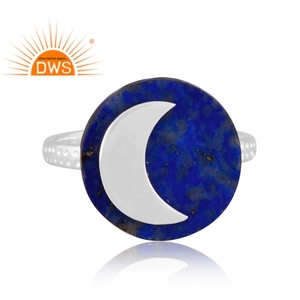 Anillo apilable de piedras preciosas de lapislázuli Natural de plata de ley fina de último diseño, joyería personalizada para mujer, regalo para ella - Product Image 2