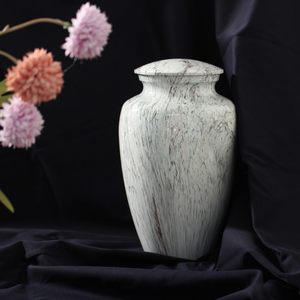 Modern Design White Aluminum Adult Male and Female Burial Urns Handcrafted <b>Memorial</b> Cremation Ashes Sympathy Funeral Wholesale - Product Image 2